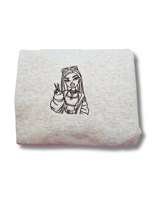 Unbothered Baddie Embroidered Sweatshirt