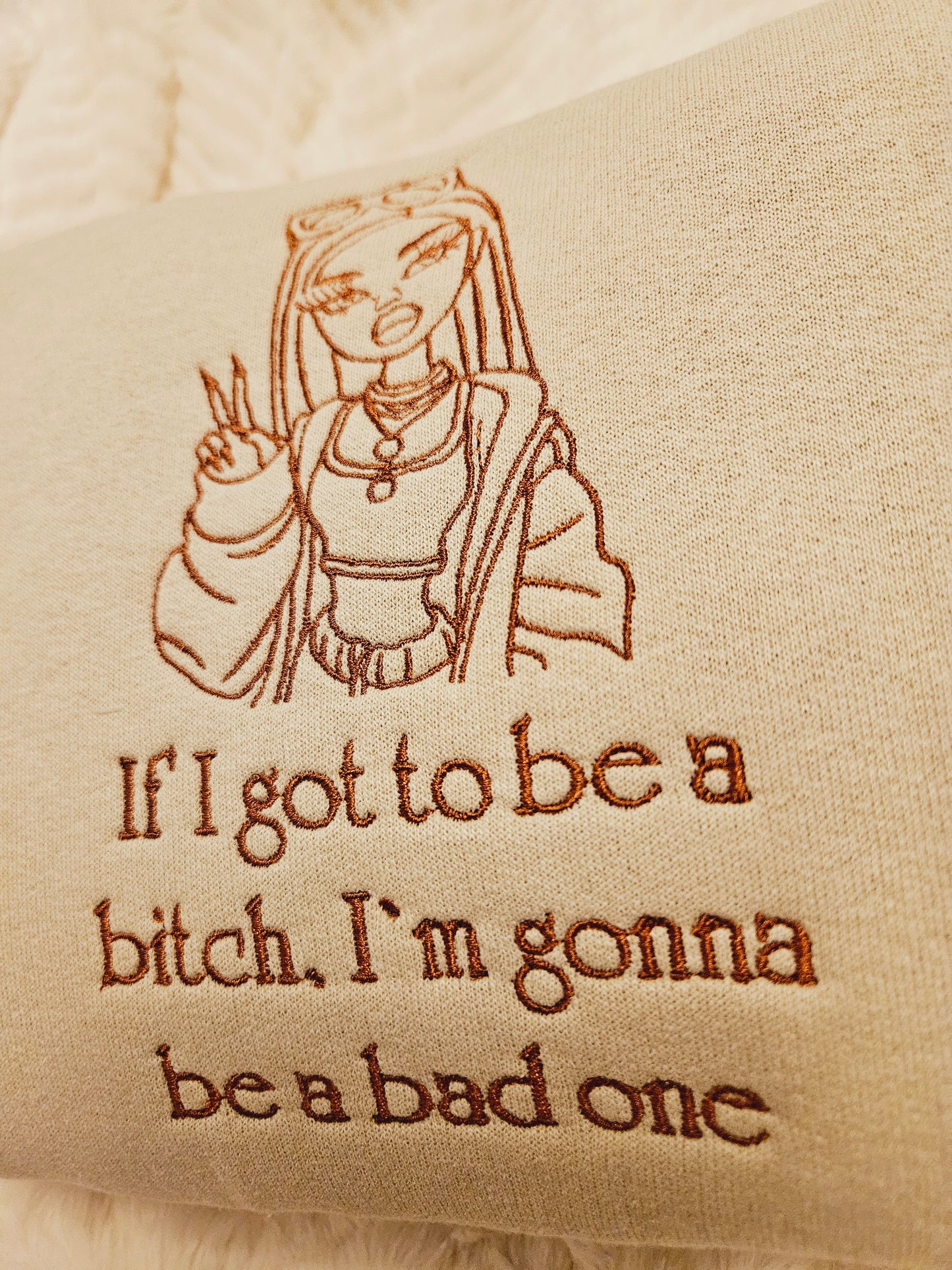 Unbothered Baddie Embroidered Sweatshirt