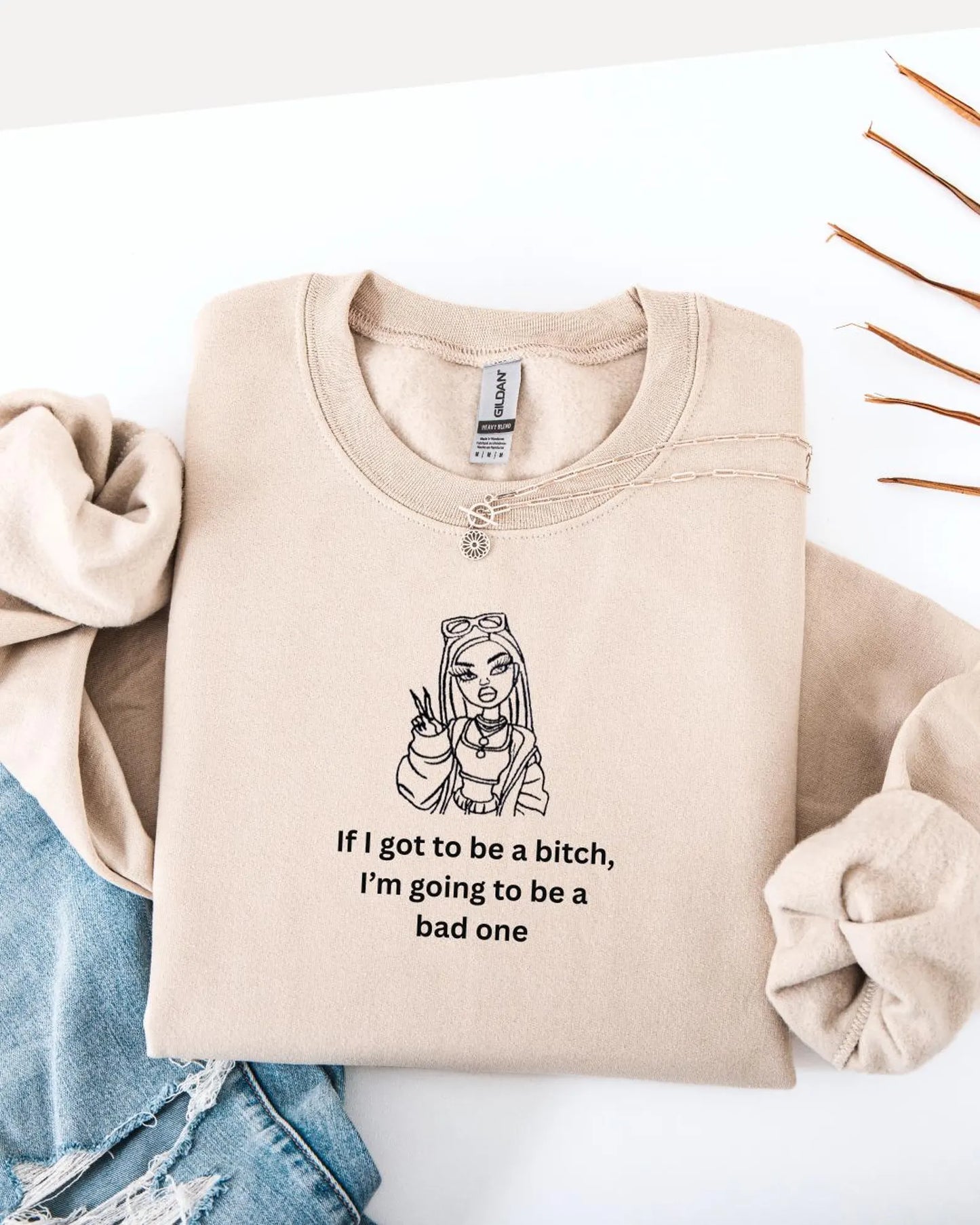 Unbothered Baddie Embroidered Sweatshirt