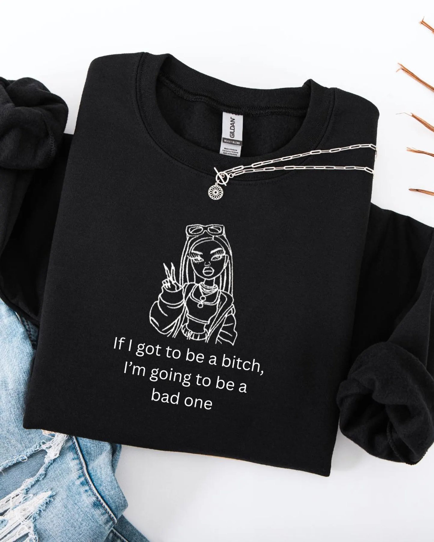 Unbothered Baddie Embroidered Sweatshirt